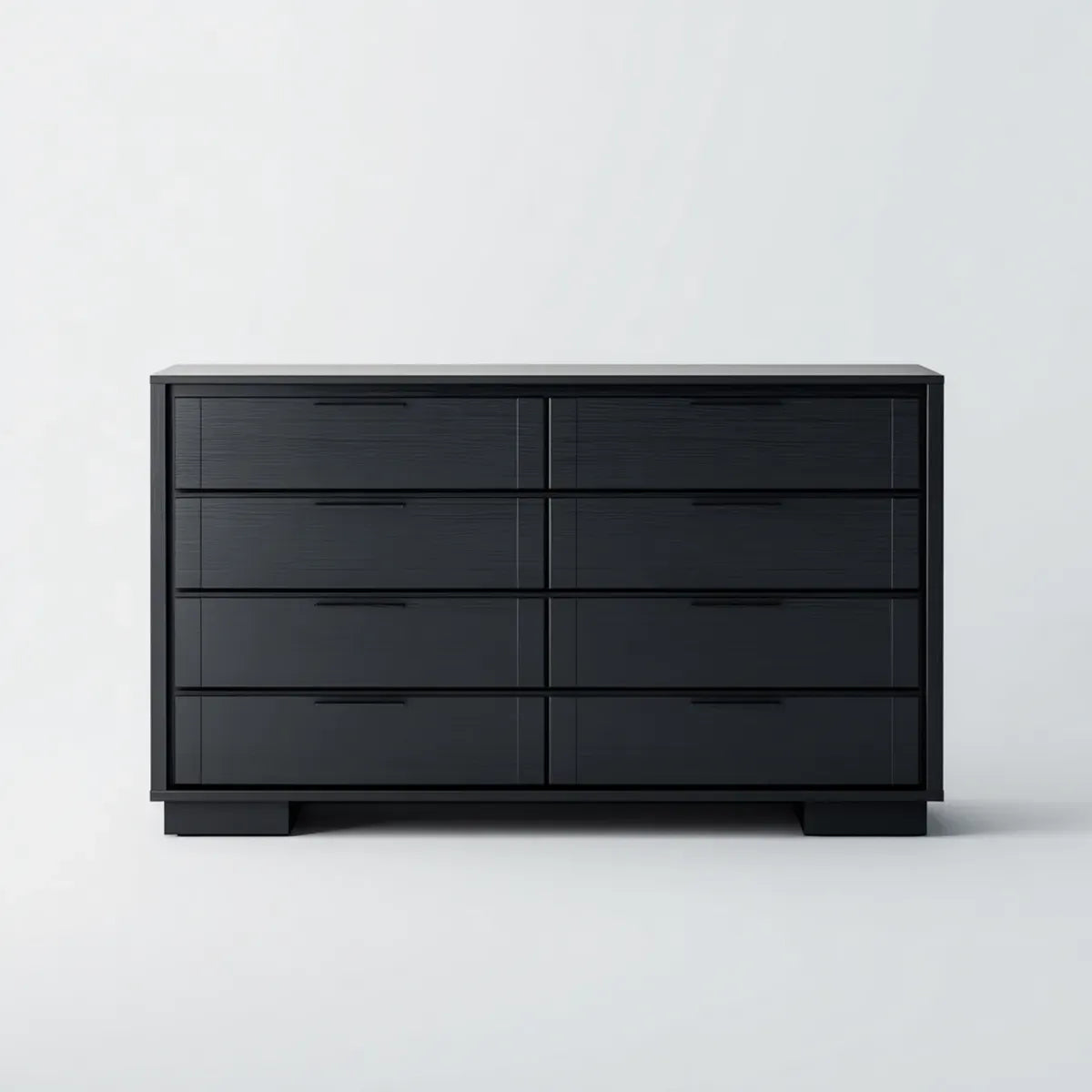 Commode 8 tiroirs noire rectangulaire 160 x 45 x 90 cm en MDF