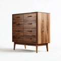 Commode 8 tiroirs noyer foncé en noyer massif rectangulaire 100 x 45 x 125 cm