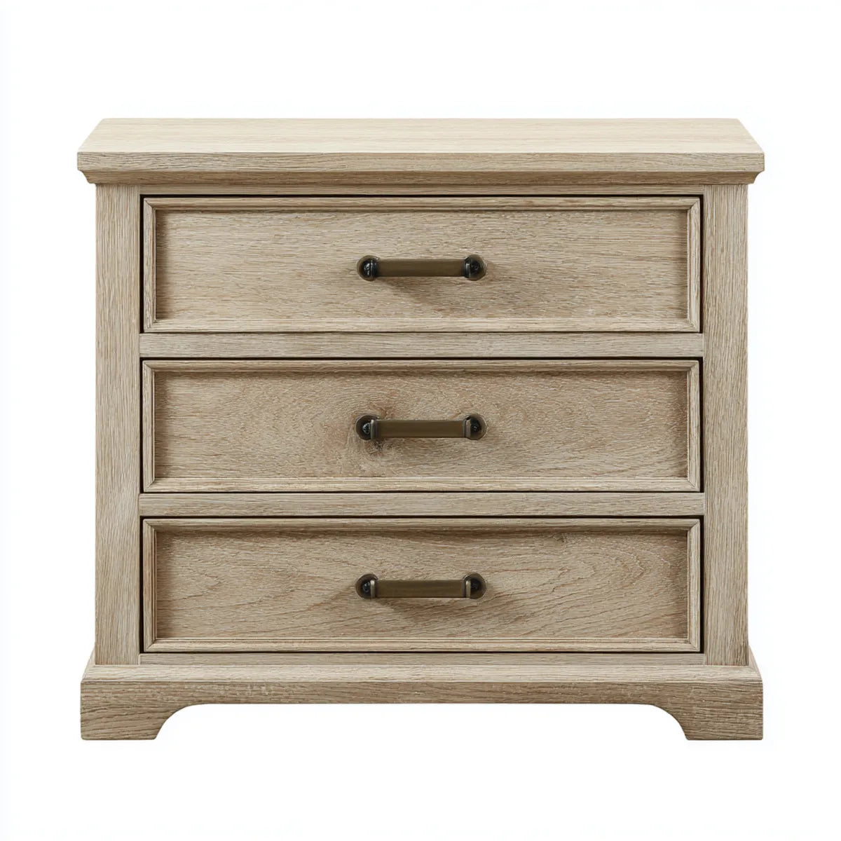 Commode à 3 tiroirs beige chêne 70 x 40 x 75 cm en MDF plaqué chêne