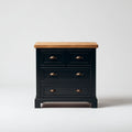 Commode 4 tiroirs noire plateau en chêne massif rectangulaire 90 x 45 x 95 cm