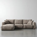 Canapé d'angle gauche 3 places gris taupe en velours côtelé polyester 280 x 160 x 85 cm
