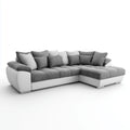 Canapé d'angle droit gris et blanc 290 x 220 x 90 cm en polyester et PU