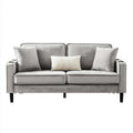 Canapé 2 places avec porte-gobelets gris 160 x 82 x 86 cm en velours de polyester forme droite
