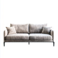 Canapé droit 3 places gris clair 220 x 93 x 86 cm polyester forme rectangulaire