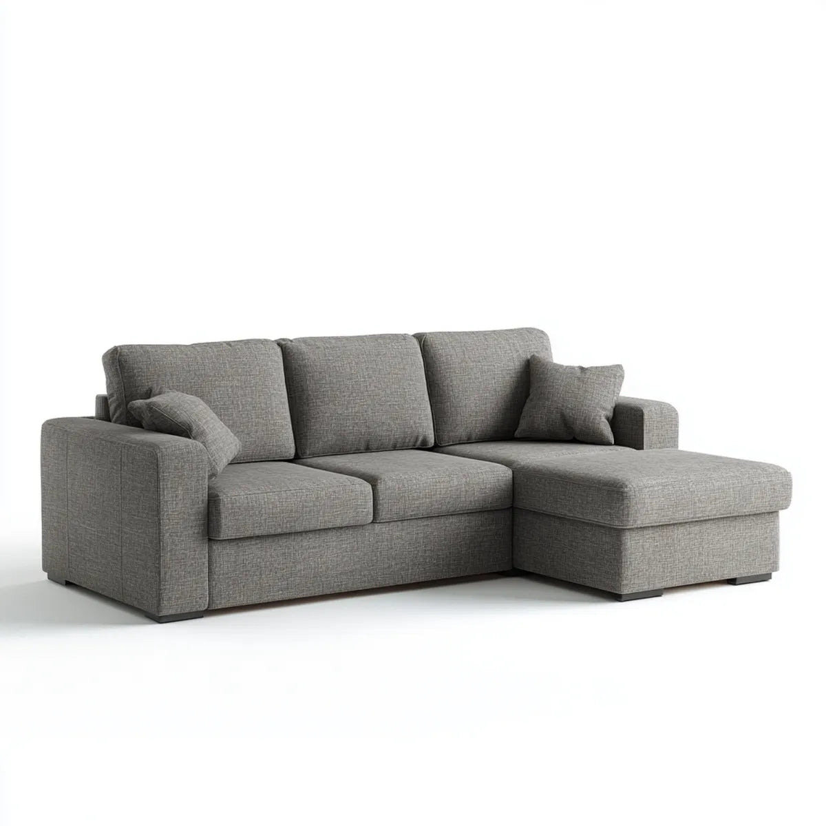 Canapé d'angle droit 3 places gris en polyester 250 x 160 x 85 cm