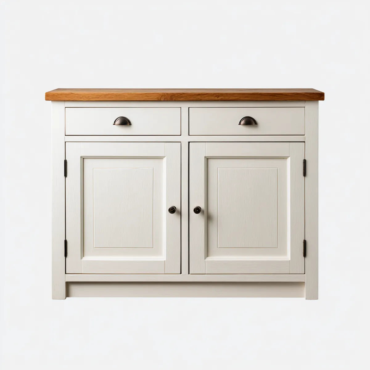 Meuble îlot de cuisine blanc et naturel 120 x 60 x 90 cm en MDF et hévéa massif rectangulaire