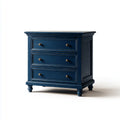 Commode 3 tiroirs bleu marine 80 x 40 x 85 cm en pin massif rectangulaire