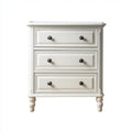 Commode 3 tiroirs ivoire 90 x 45 x 100 cm bois massif et MDF rectangulaire