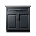 Meuble bas de cuisine rectangulaire noir avec plan de travail gris 80 x 60 x 90 cm en MDF et panneau de particules