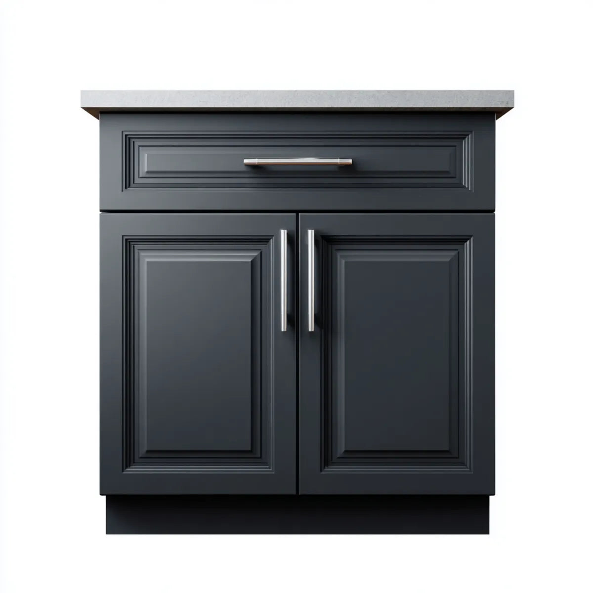 Meuble bas de cuisine rectangulaire noir avec plan de travail gris 80 x 60 x 90 cm en MDF et panneau de particules