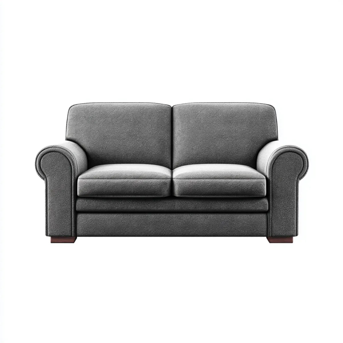 Canapé 2 places gris en polyester avec accoudoirs arrondis 160 x 90 x 88 cm