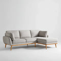 Canapé d'angle 3 places gris clair en polyester avec méridienne droite 250 x 160 x 85 cm