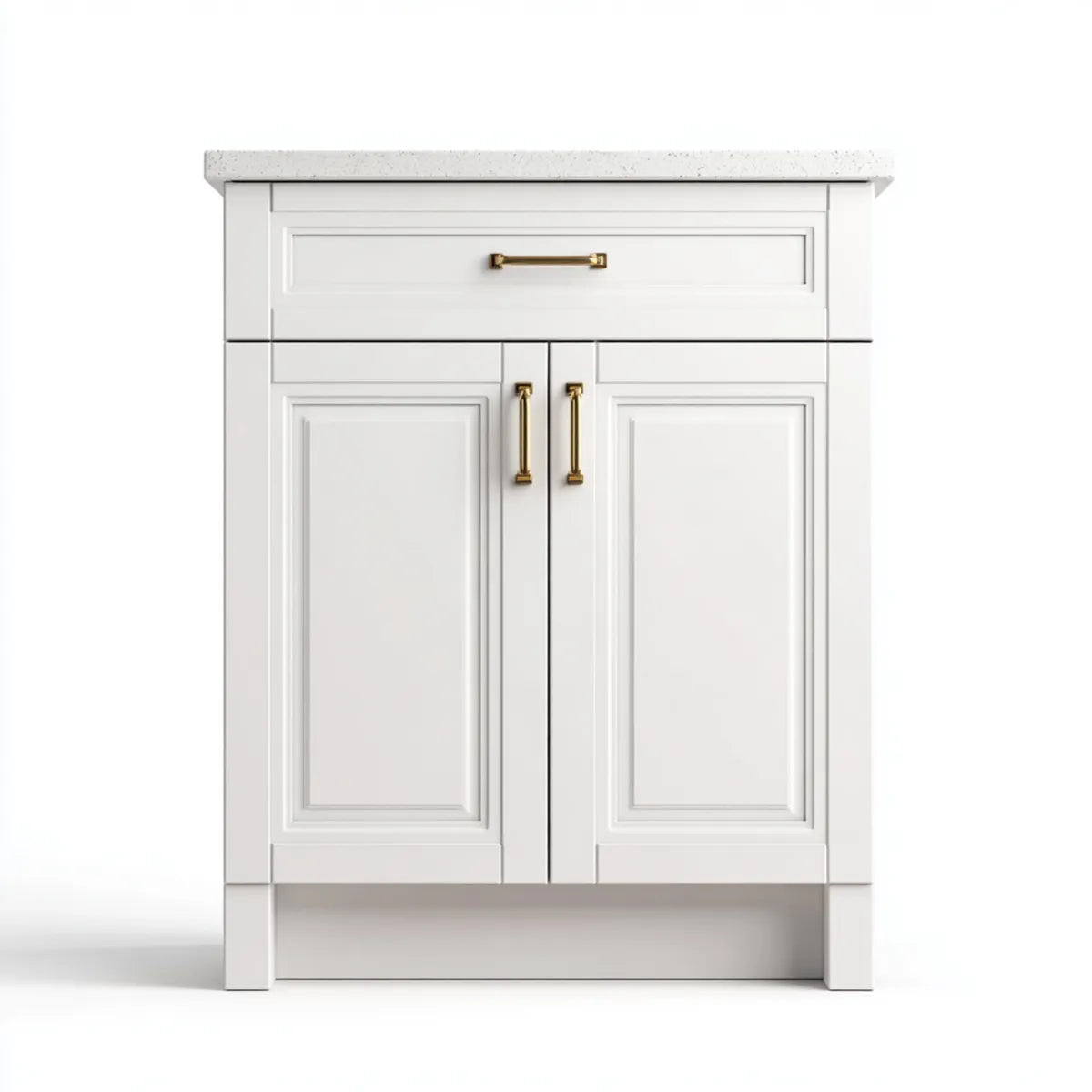 Meuble bas de cuisine blanc avec plan de travail effet quartz 80 x 40 x 90 cm en MDF rectangulaire