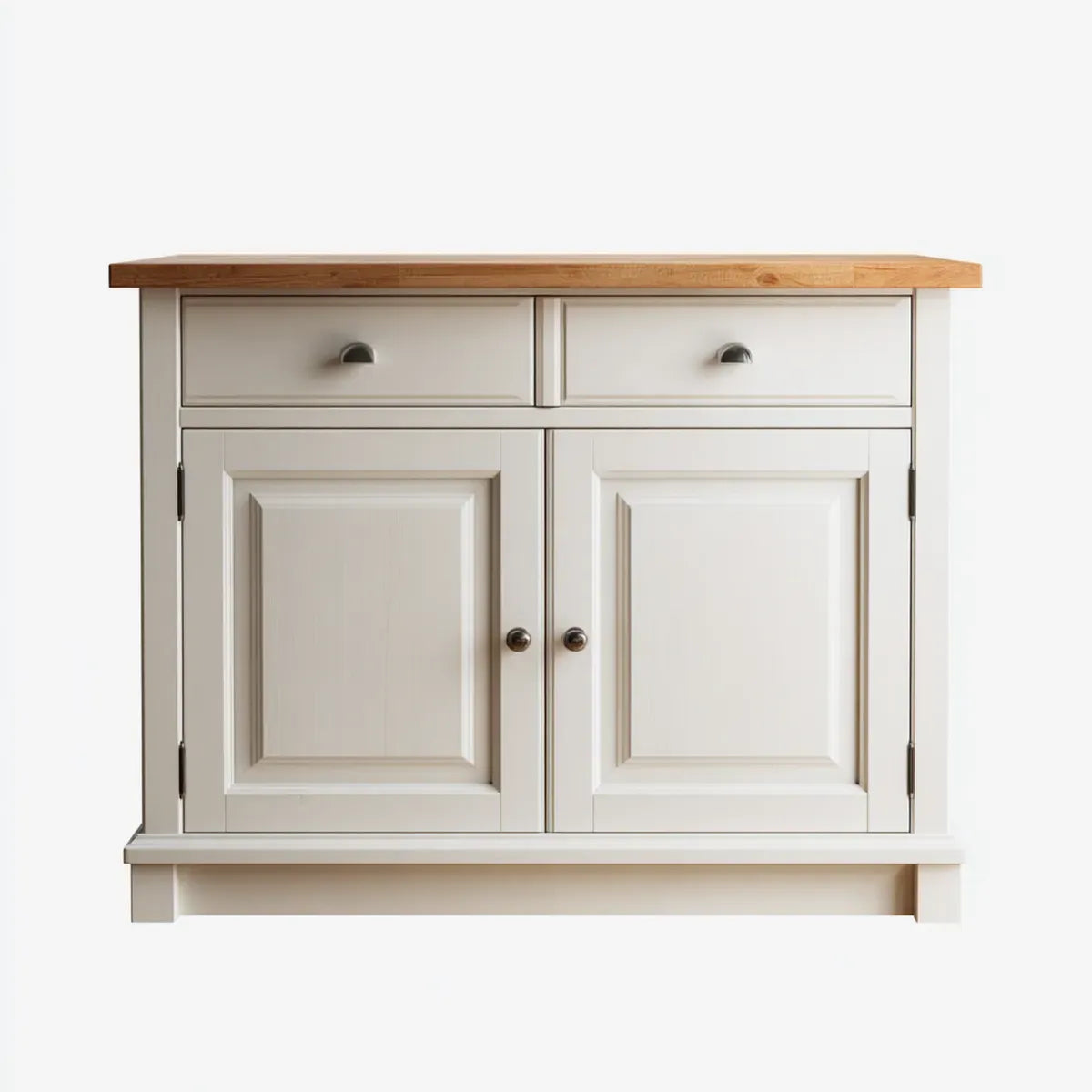 Îlot de cuisine avec rangement blanc et naturel 120 x 60 x 90 cm en MDF et hévéa massif rectangulaire