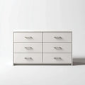 Commode 6 tiroirs blanche rectangulaire en panneaux de particules 120 x 40 x 75 cm