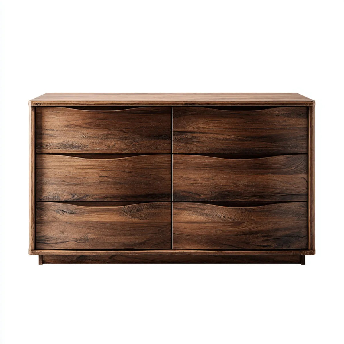 Commode 6 tiroirs marron foncé en acacia massif rectangulaire 120 x 40 x 80 cm