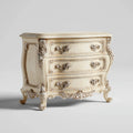 Commode 3 tiroirs crème 110 x 50 x 90 cm en panneaux MDF forme galbée